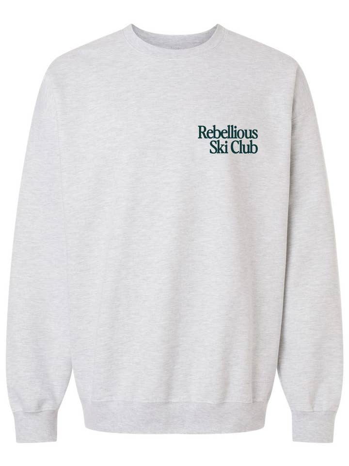 Raw & Rebellious - Wholesale Graphic Sweatshirt - Unisex - Skiing Is Life - Heavyweight Grey Crewneck1