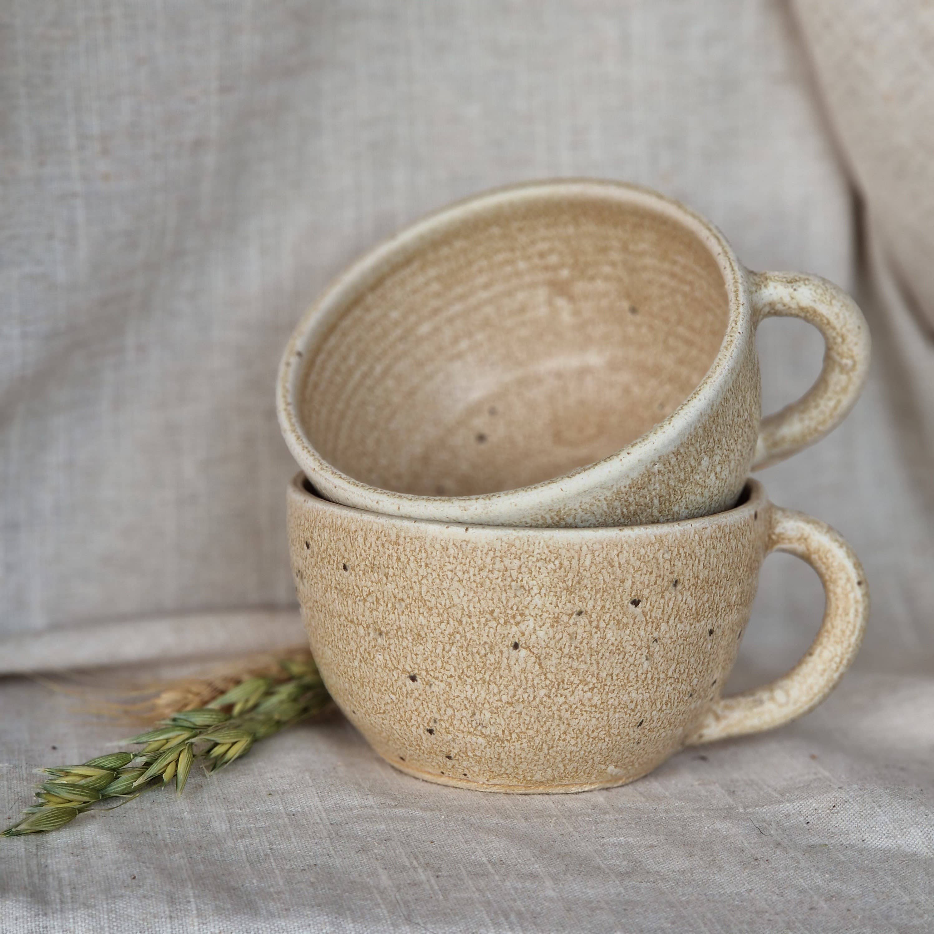 Charlotte Manser Ceramics – wholesale Coffee mug – Cream Handmade Ceramic 300ml Cappuccino Mug1