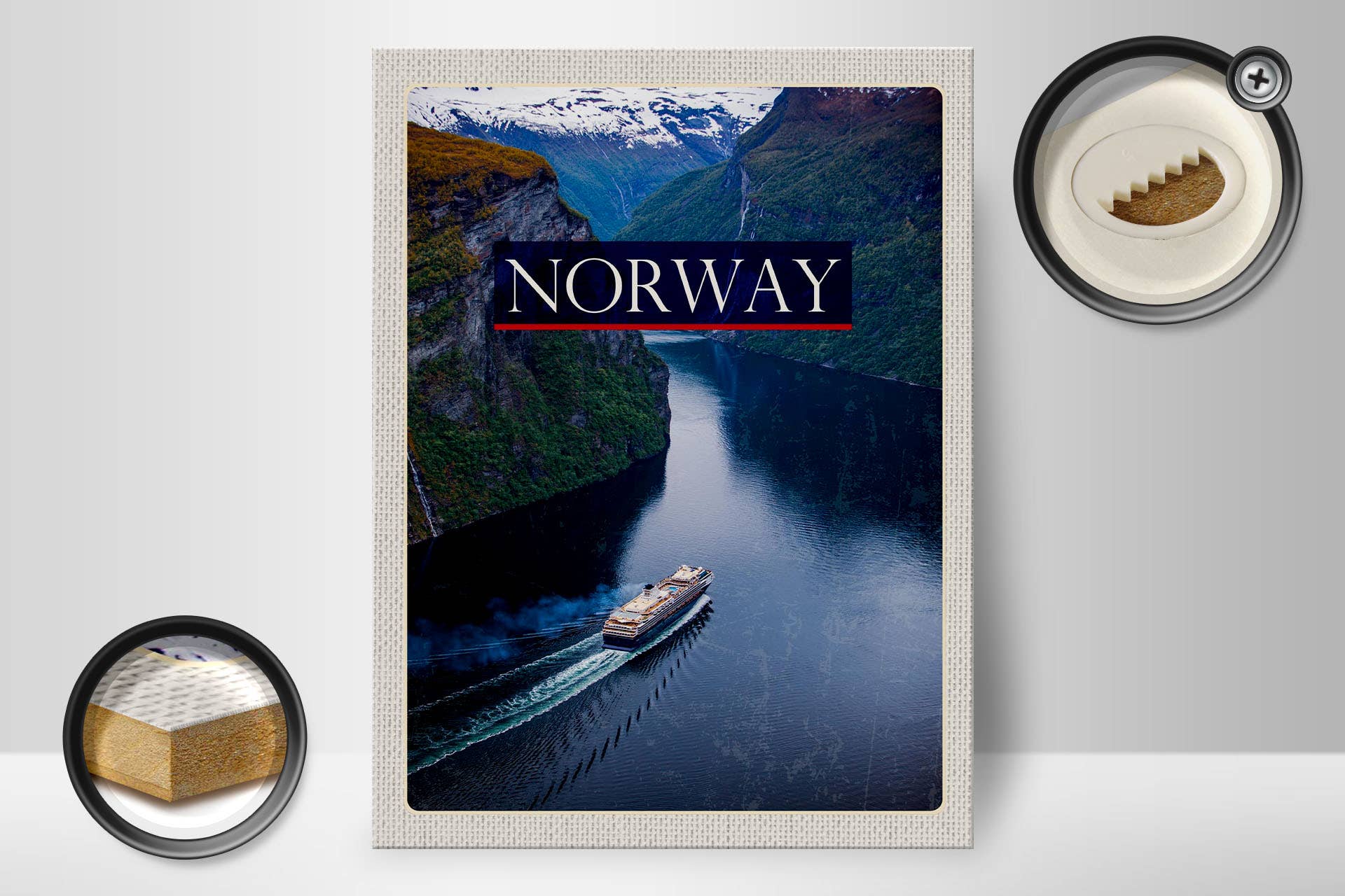 Femer - Wholesale Sign - Wooden travel sign 30x40cm Norway cruise sea mountains1