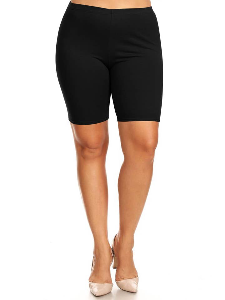 MOA COLLECTION - Wholesale Athletic Shorts - Women's - Women's Plus Size Casual Solid Biker Shorts (Open Pack)0