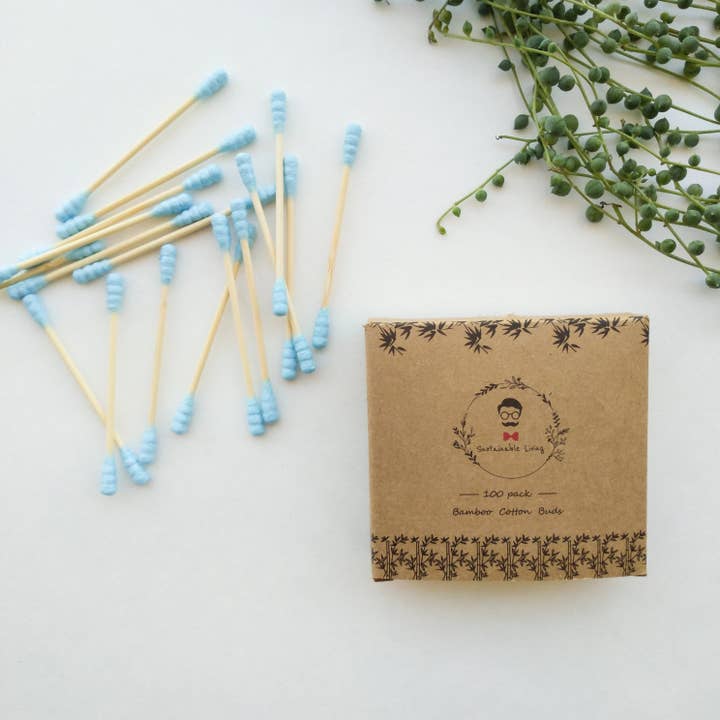 Smile Boutiques - Wholesale Cotton Swab/Q-Tip - Organic Bamboo Cotton Buds - Biodegradable - 100 Pack