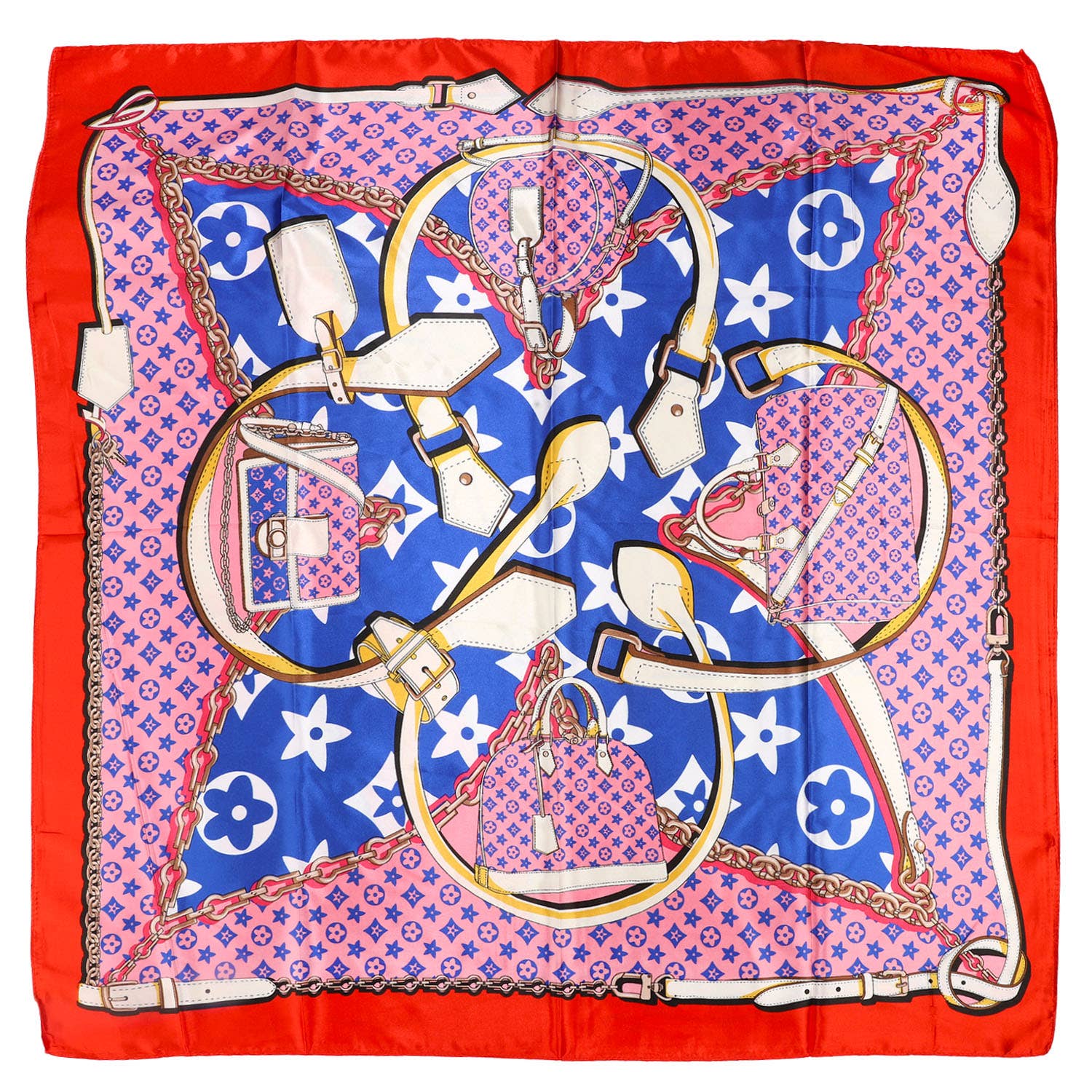 SP Sophia Collection - Wholesale Scarf - Women's - Floral Monogram Pattern Square Scarf with Fashion-Inspired 1