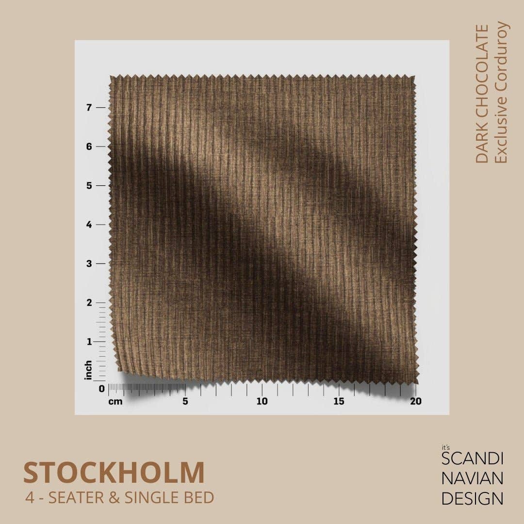 Stockholm 4-seater sofa/single bed Exclusive Corduroy Dark Chocolate removable & washable cover for wholesale on Faire3