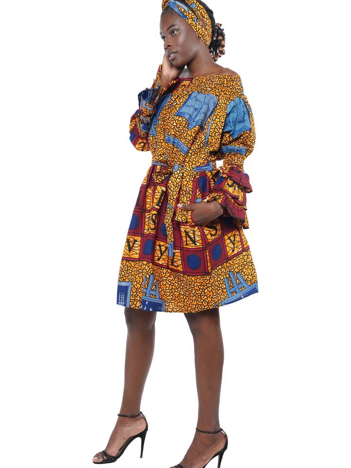 Satsuma Wholesale - Venta al por mayor Vestido - Mujer - Vestido casual de fiesta africano Ankara para mujer sin hombros1