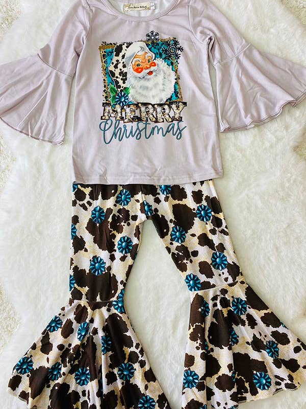 luluclothes - Wholesale Top & Pant Set - Kids - XCH0018-12H Merry Christmas Santa western kids outfit sets