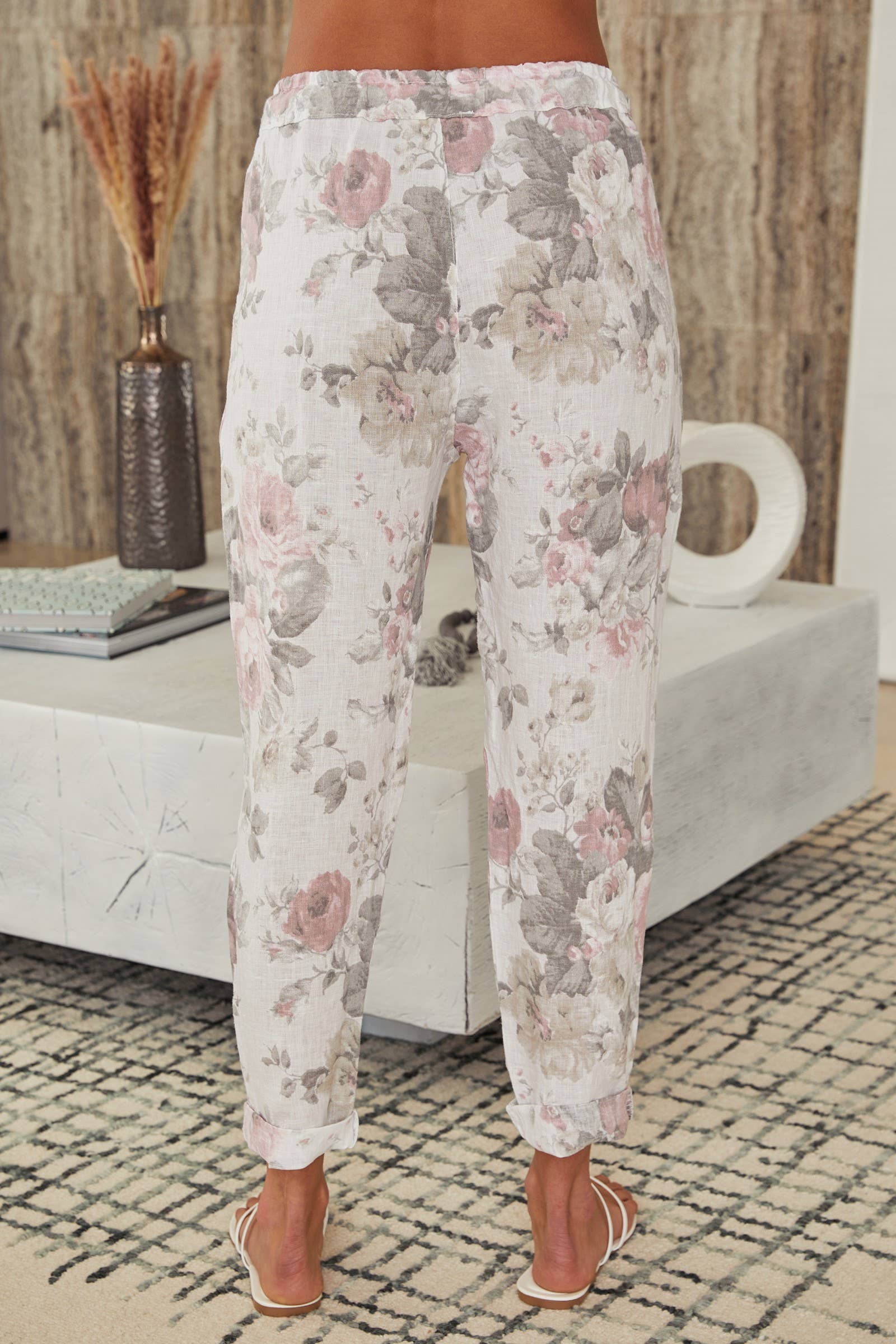 MILIO MILANO - Vendita all'ingrosso Pantalone - Donna - Pantaloni in lino con stampa floreale2