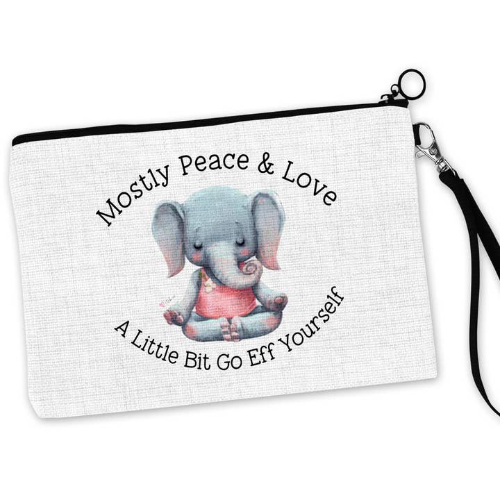 tcbco - Wholesale Makeup/Cosmetic Bag - Mostly Peace and Love A Little Bit Go Eff Yourself Cosmetic Bag