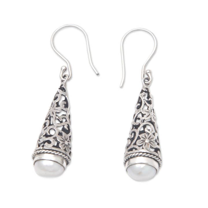 Novica Handmade Vines Divine Bloom Pearl Dangle Earrings for wholesale by NOVICA