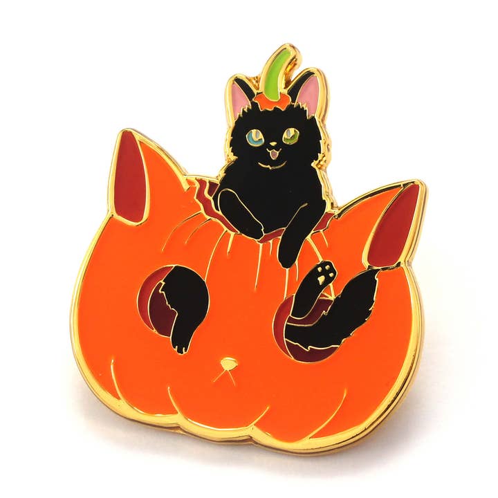 Halloween Black Cat Enamel Pin for wholesale by Compoco