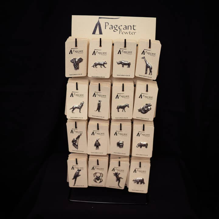 Zoological and Animal themed Pin badge stand for wholesale by Pageant Pewter