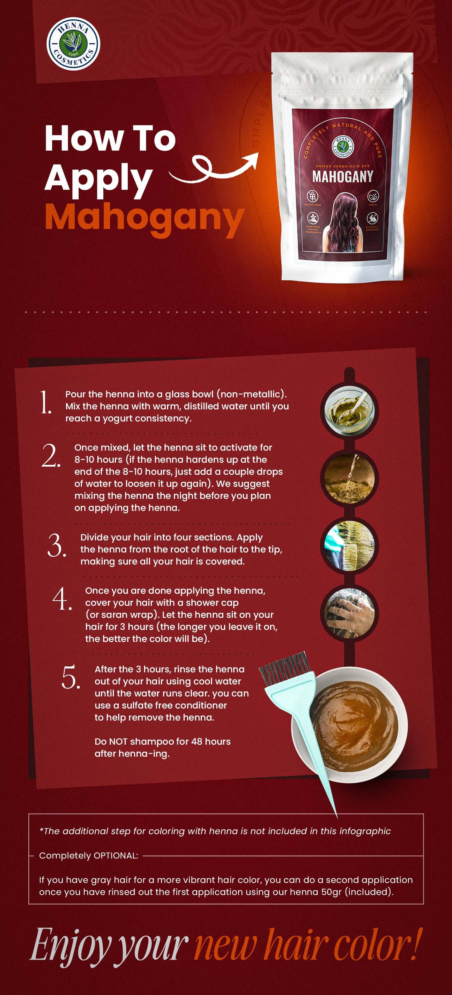 Henna Cosmetics Cypri - Wholesale Hair Dye - Natural Hair Dye  Mixes | 200 Grams (7.05 oz.) + 50 Grams (1.76 oz.) of Pure Henna | 100% Natural Hair Coloring16