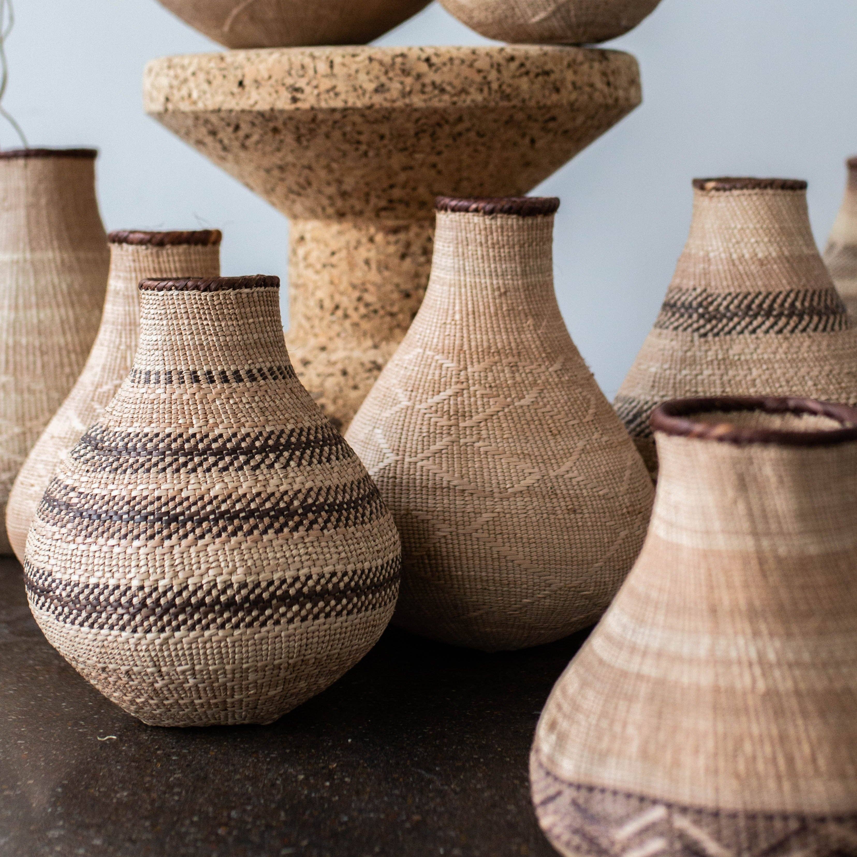 kanju Interiors - Vente Paniers - Panier Binga Nongo tissé, motifs variés3