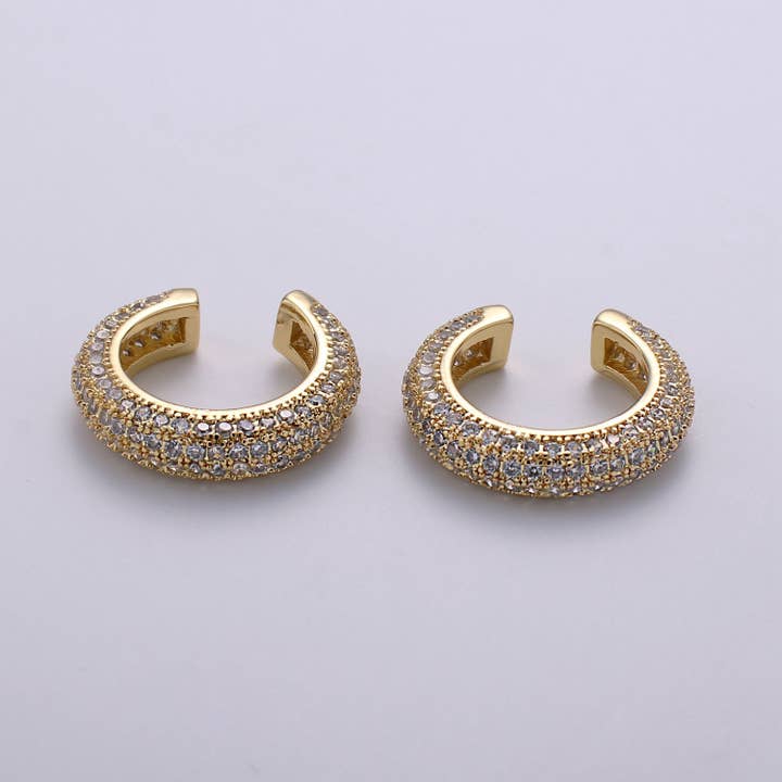 Aim Eternal - Wholesale Cuff/Wrap Earrings - 1x 16mm 24k Gold Micro Pave Ear Cuffs AI102 AI103