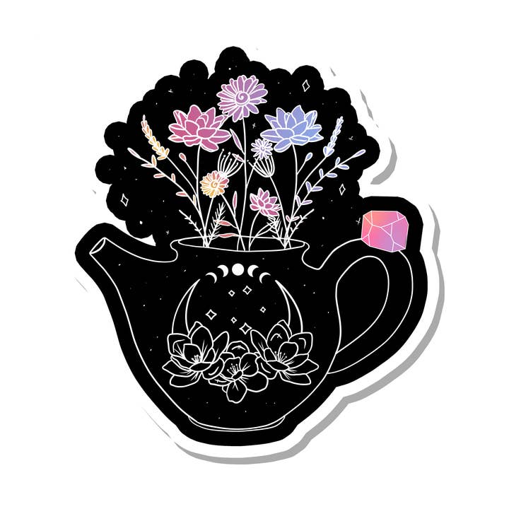 Rebel and Siren Stickers - Wholesale Sticker - Teapot | Flowers | Witchy | Waterproof Sticker | 2.5"0