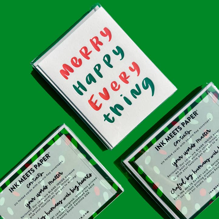INK MEETS PAPER - Vendita all'ingrosso Biglietti di auguri di buone feste - Merry Happy Everything - Cofanetto per le vacanze invernali -