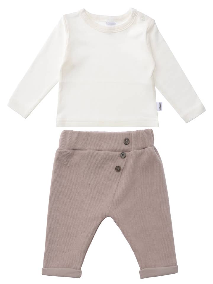 2-delig ribgebreid set in bruin voor wholesale door Liliput