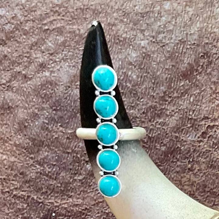 Turquoise Long Stone Western Ring for wholesale by Ranchy Roan Boutique