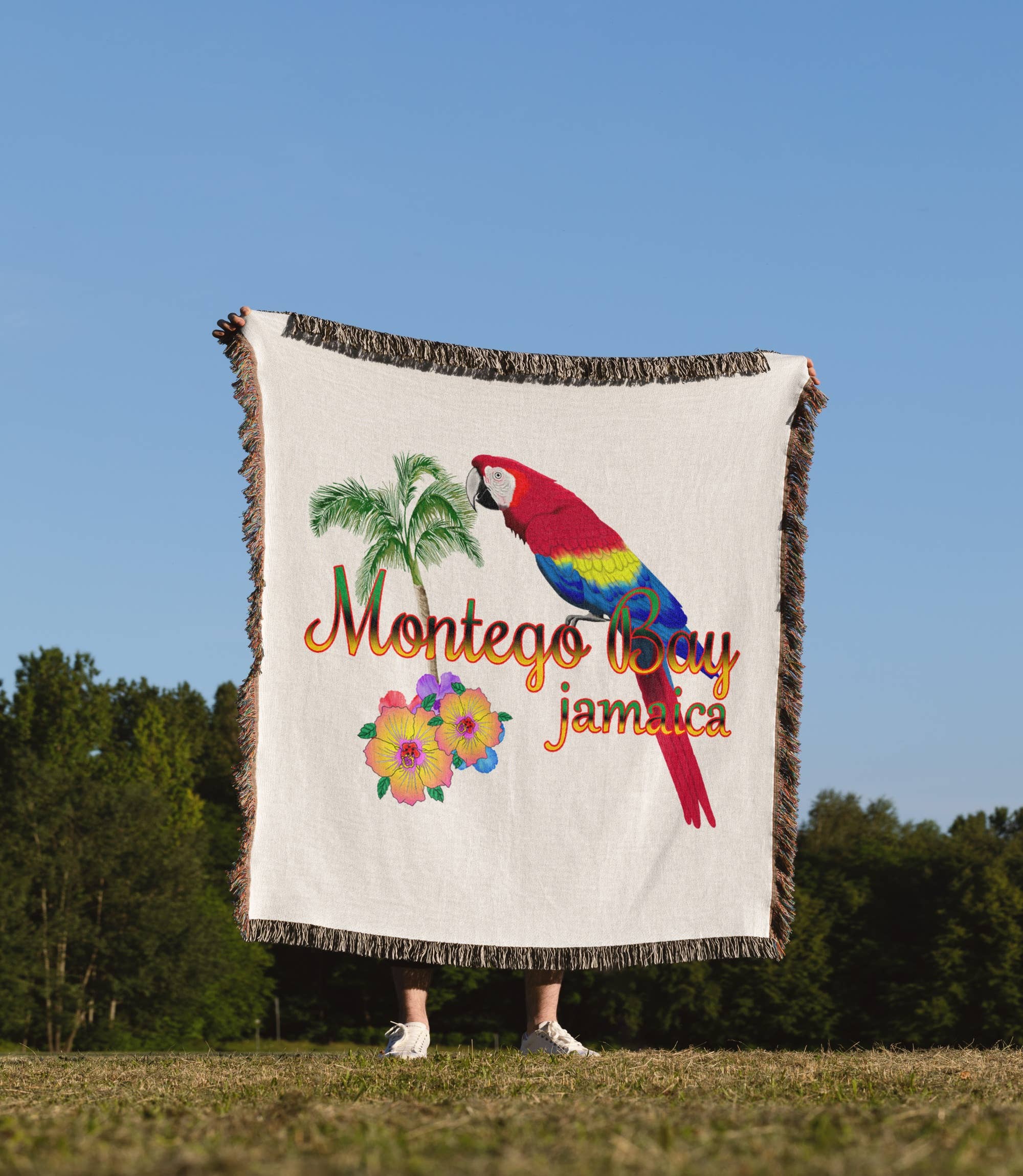 3dRose - Wholesale Throw Blanket - 3dRose, Island souvenir in Jamaican colors for Montego Bay, Jamaica., Blanket1