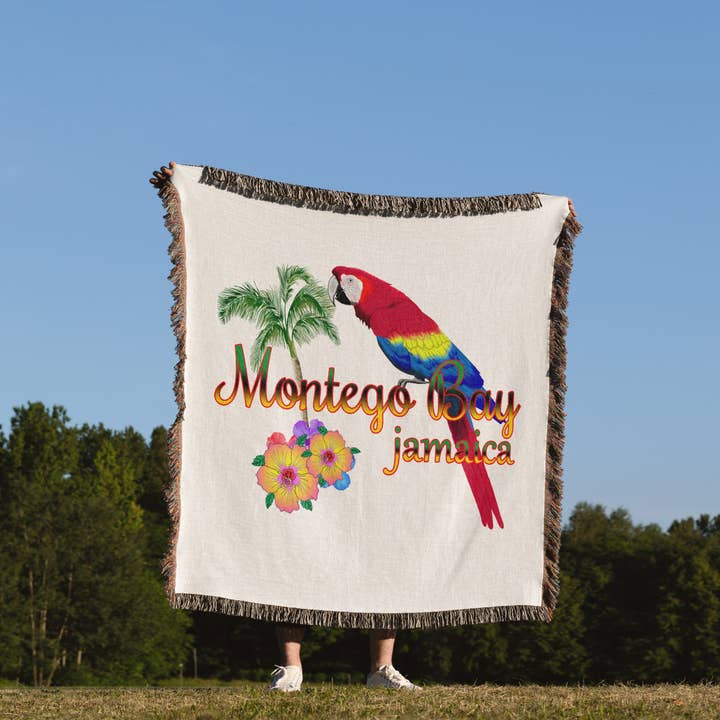 3dRose - Wholesale Throw Blanket - 3dRose, Island souvenir in Jamaican colors for Montego Bay, Jamaica., Blanket1