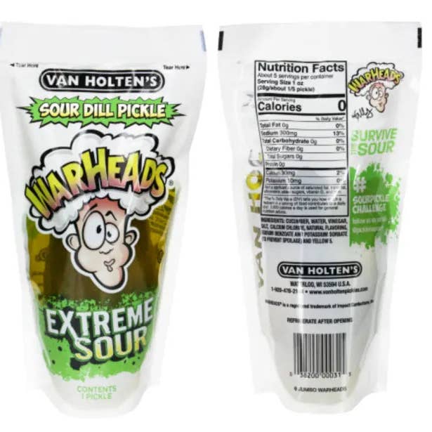 Shop The King - Wholesale Pickled Vegetables - Van Holten's Pickles x WarHeads Jumbo Pickle-In-A-Pouch (Extreme Sour, 12 Pack)