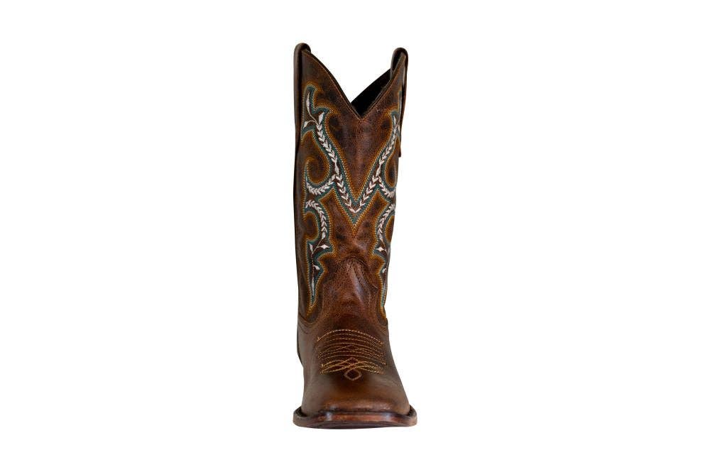 Brown TuffRider Women Jenny Embroidered Leather Square Toe Western Boots for wholesale on Faire2