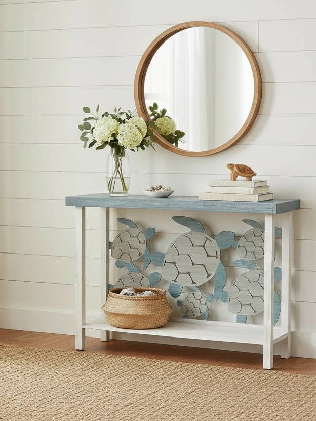 Cottage/Tide Iron Rectangle Sofa Table With Turtle Accent for wholesale by Coast Lamp Mfg