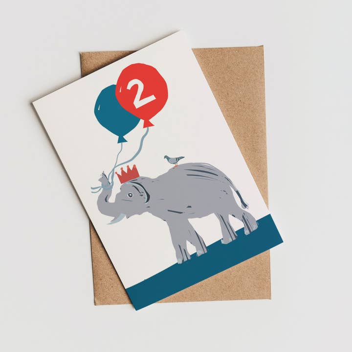 BIRTHDAY CARD, TWO YEAR OLD BIRTHDAY CARD, ANIMAL BIRTHDAY C for wholesale by BLACKBIRD HOUSE