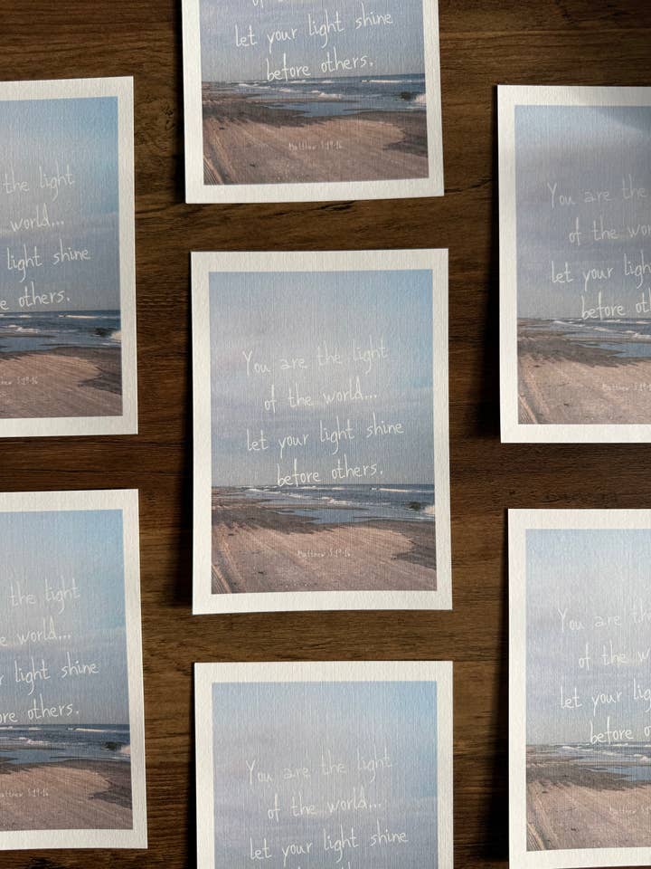 Tu sei la luce del mondo Stampa d'arte su lino 5 x 7 pollici - Matteo 5:14-16 per la vendita all'ingrosso da parte di Living In Light