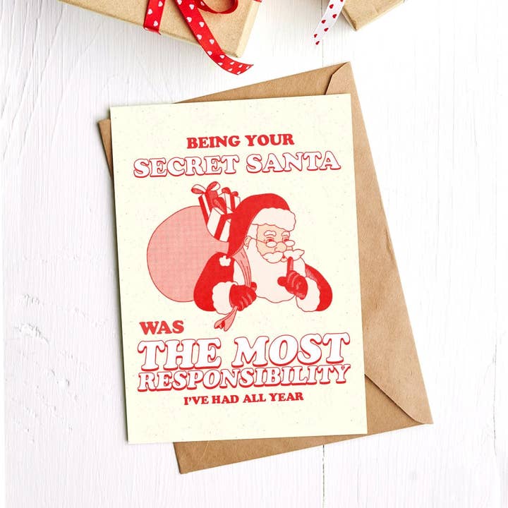 Big Moods - Wholesale Christmas Card - "Being Your Secret Santa The Most Responsibility" Xmas Card