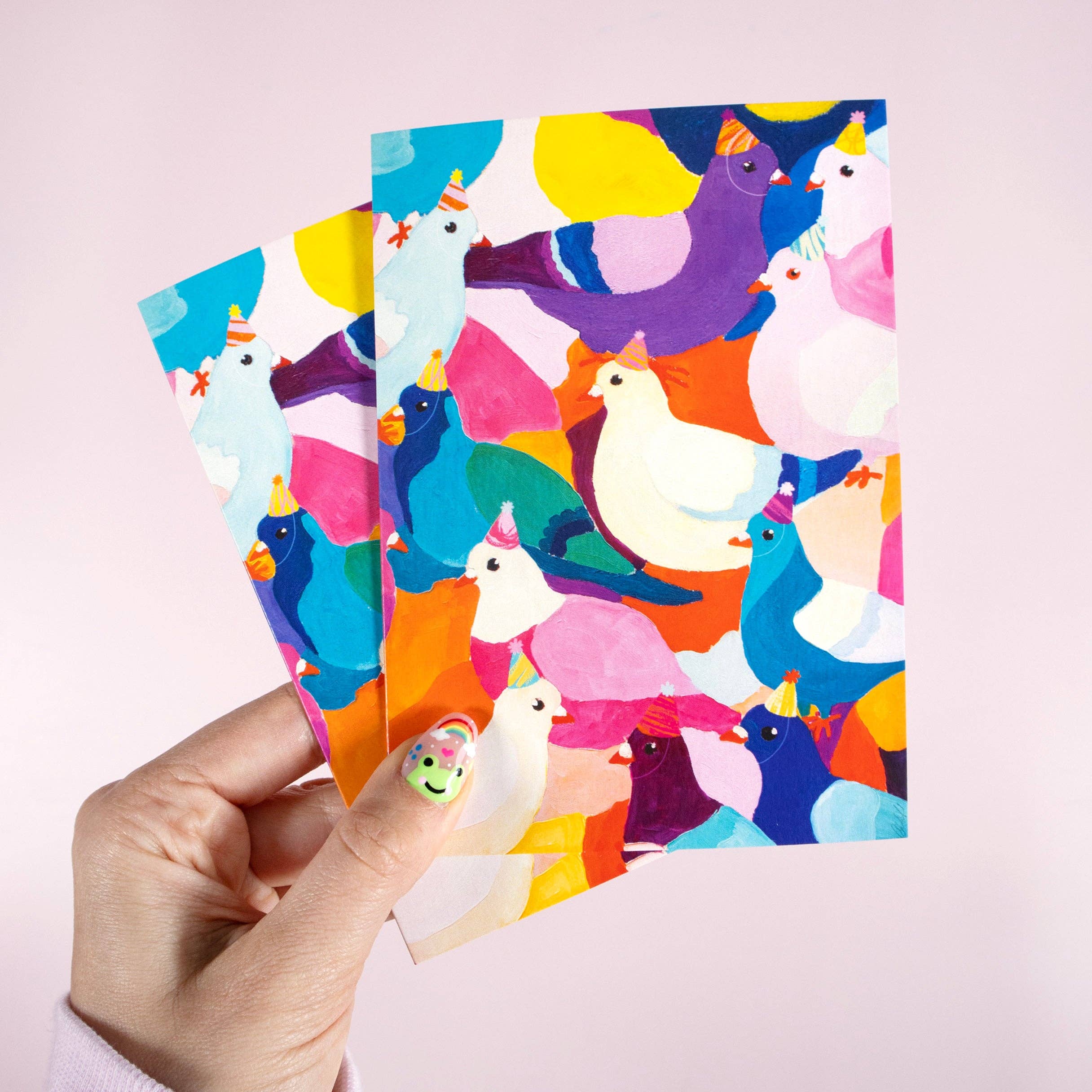 Julia Ockert - Wholesale Everyday greeting card - Party Hat Pigeons Greeting Card1