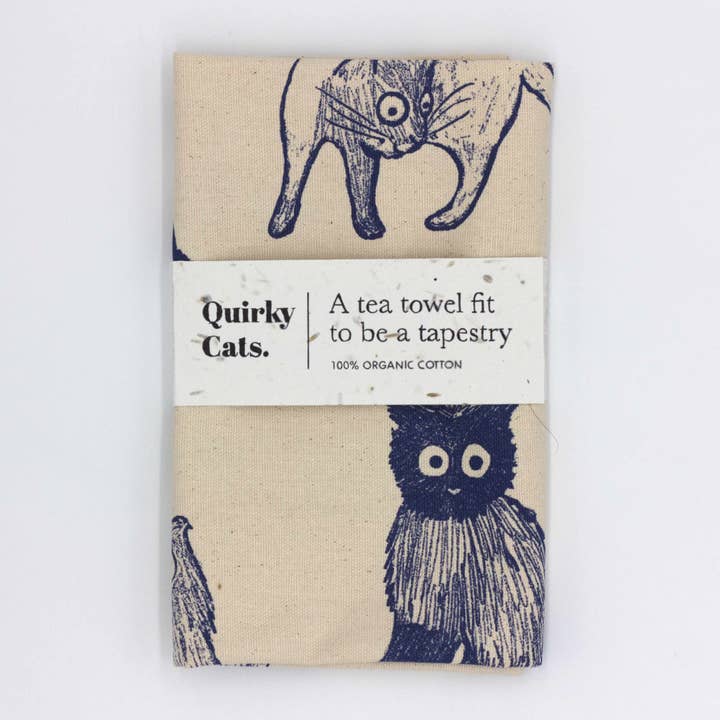 Cat Lover Kitchen Tea Towel - 100% Organic Cotton for wholesale by Growing Wilder