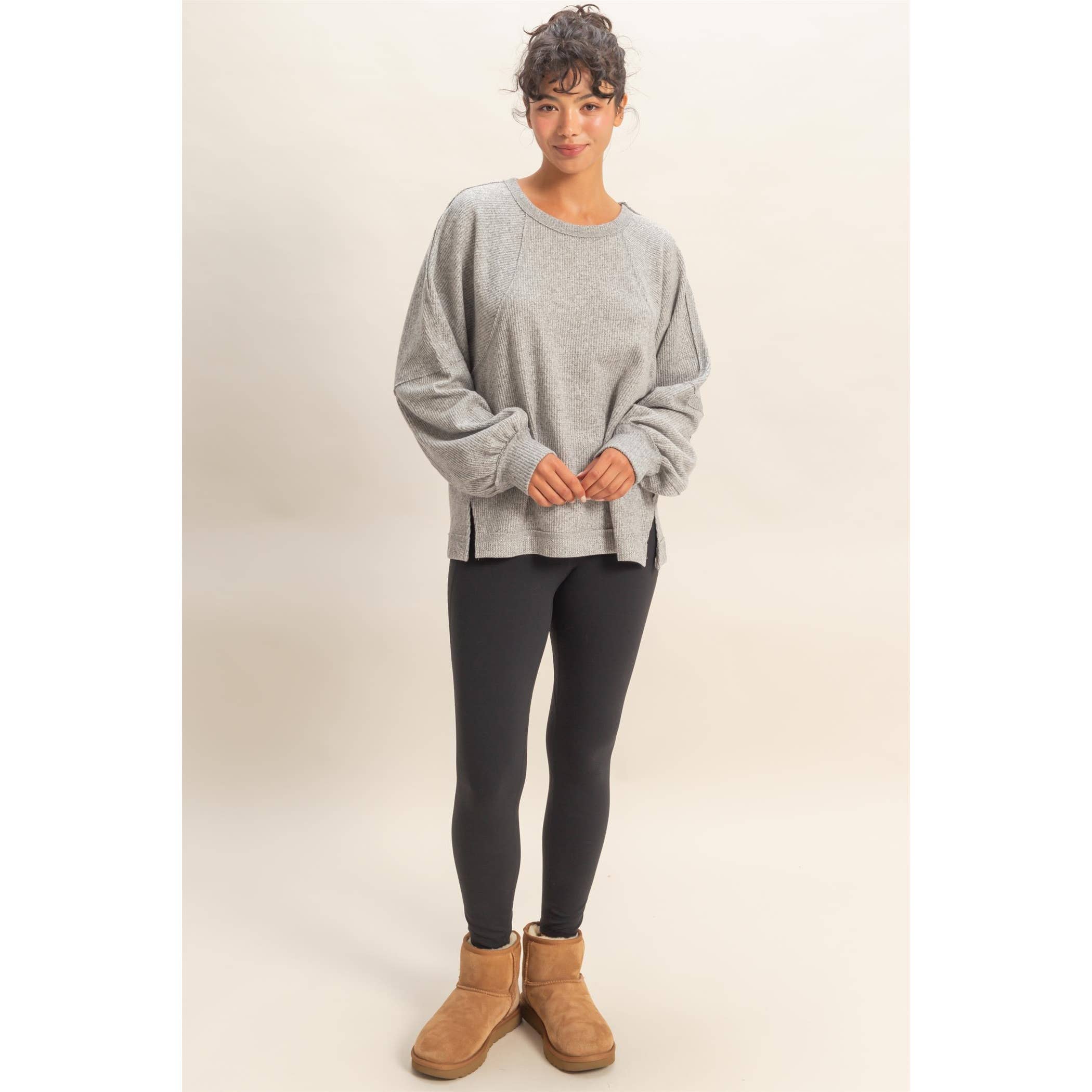 HYFVE - Vente Haut en maille – femme - Haut décontracté à manches longues en maille gaufrée brossée30