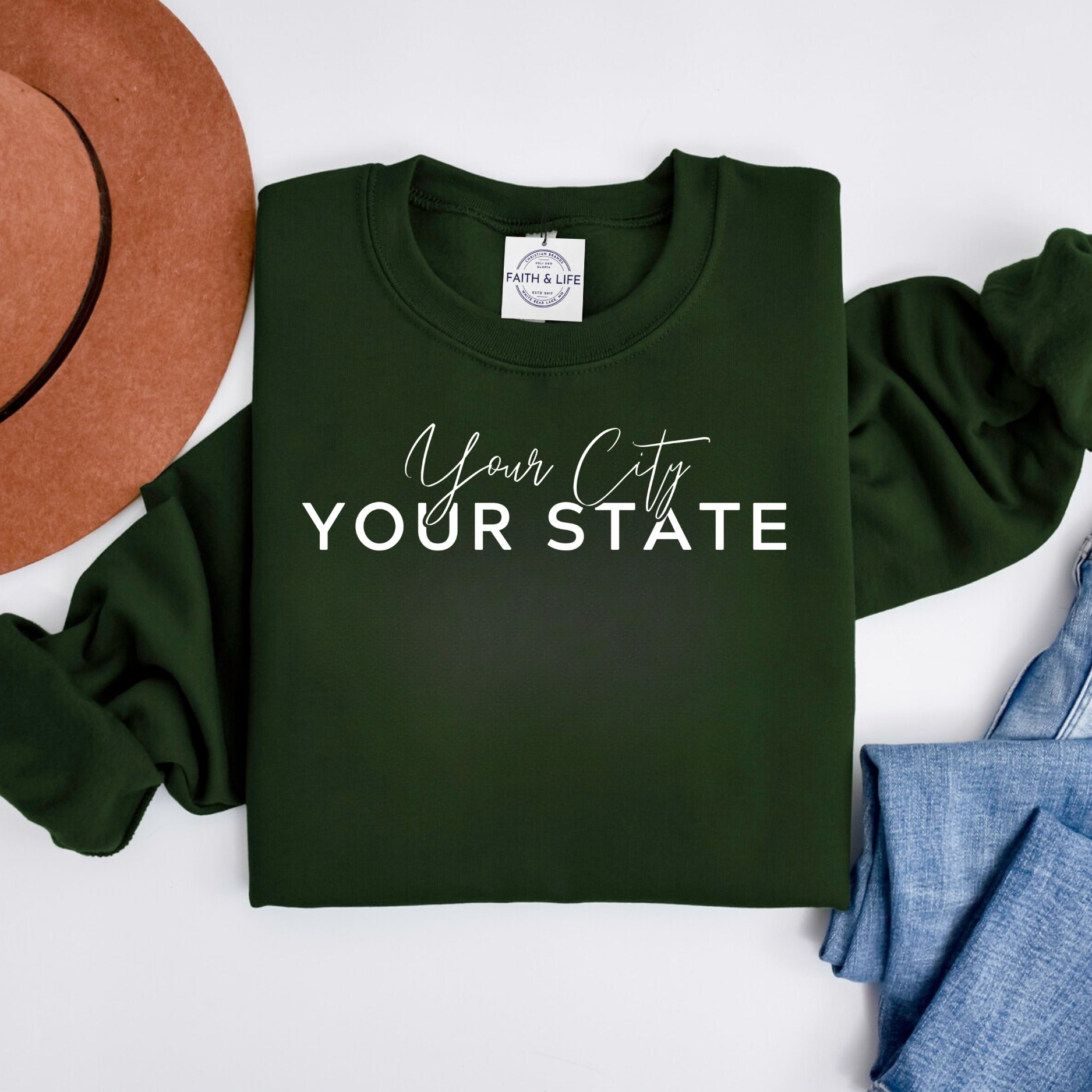 Faith & Life Christian Brands - Wholesale Graphic Sweatshirt - Women's - Custom Shop Name or Text Personalized Crewneck Sweatshirt11