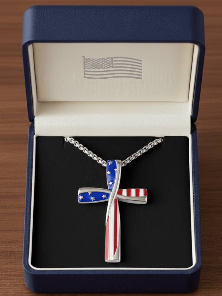 Sterne & Streifen Silberkreuz-Anhänger-W für den Großhandel von Swaary