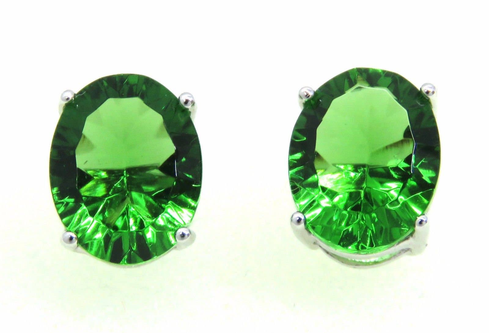 Twan Kee Jewelry - Wholesale Stud/Post Earrings - Classic Green Oval-Cut Helenite Stud Earrings1
