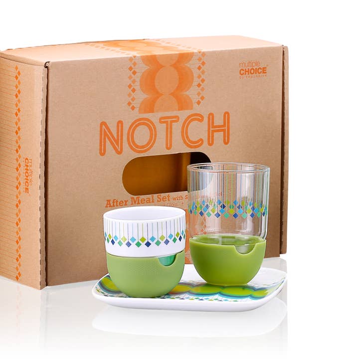 5pc Notch After Meal Espresso Set in green, Breakfast set for wholesale by Silly Design