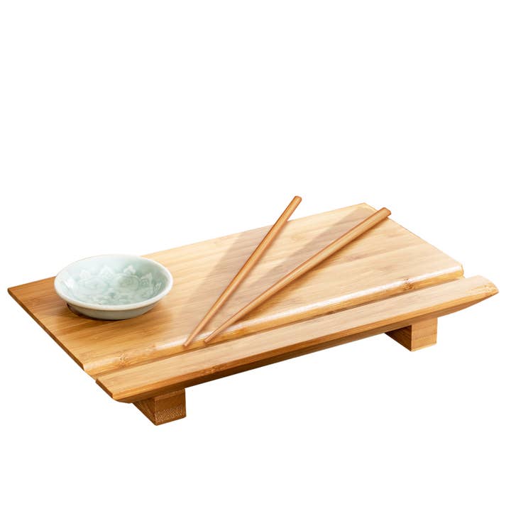 Joyce Chen Burnished Bamboo Sushi Board Set for wholesale by Kitchen Supply