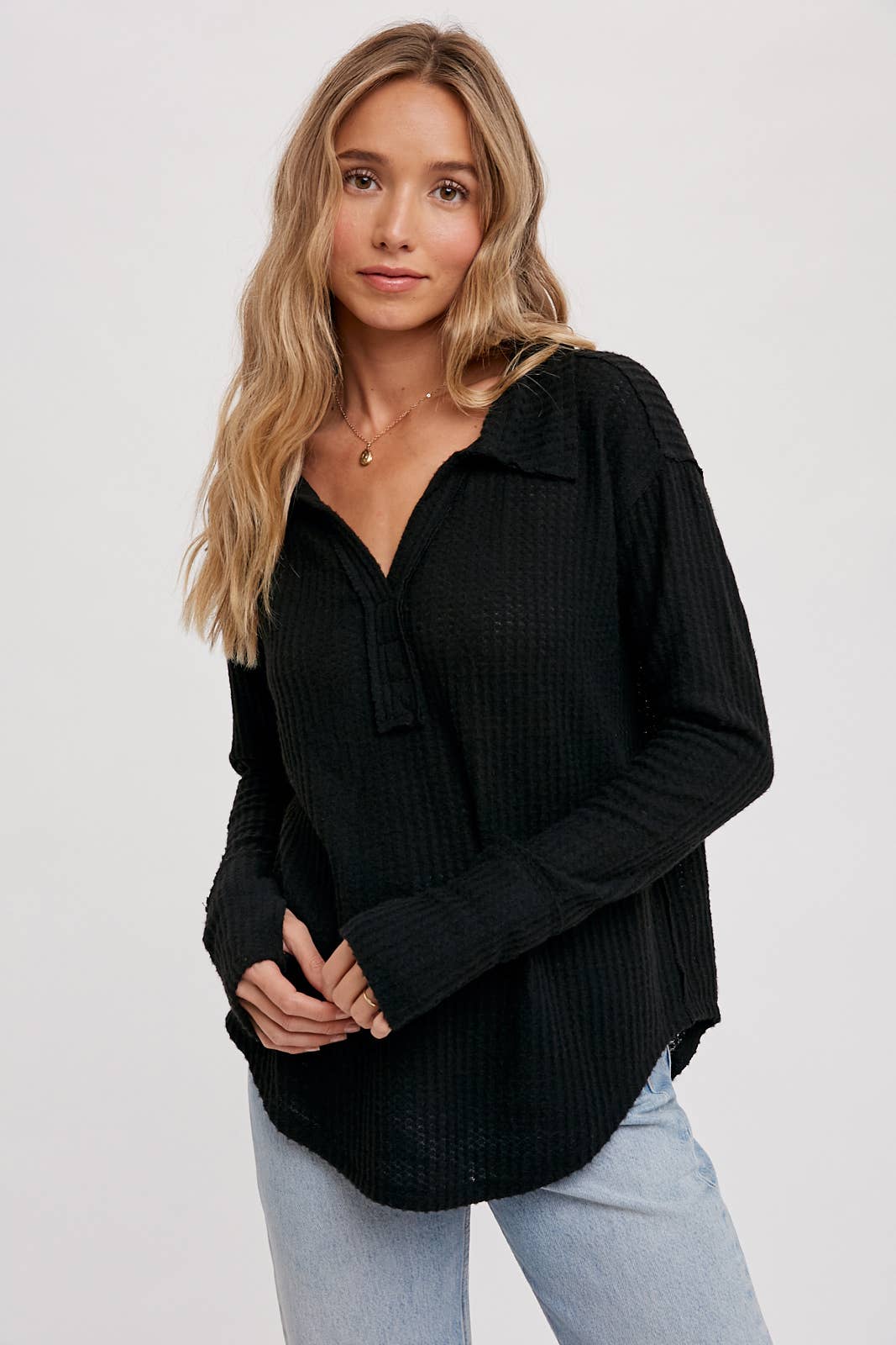 Bluivy - Wholesale Knit Top - Women's - BRUSHED WAFFLE HENLEY TOP29