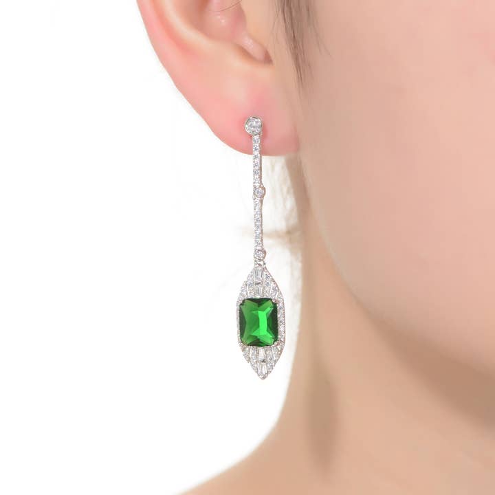 Genevive - Wholesale Dangle Earrings - Sterling Silver Cubic Zirconia Earrings(8993E)