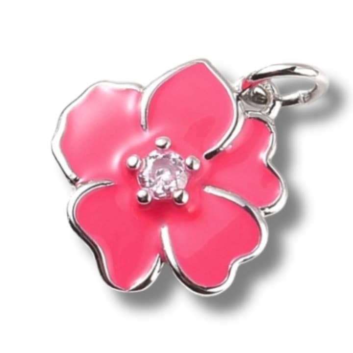 Love, Paige Designs - Wholesale Individual Charm/Pendant - Flower Colored Silver Charm