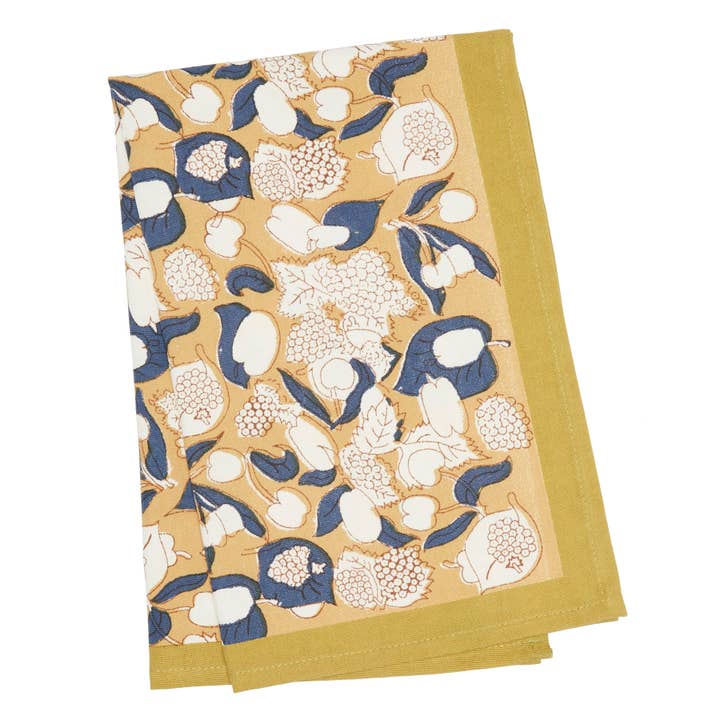Forest Harvest Mustard & Blue Tea Towels - Set of 3 for wholesale by Caravan Home