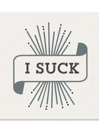 Mini biglietto di auguri I Suck per la vendita all'ingrosso da parte di Tiramisu Paperie