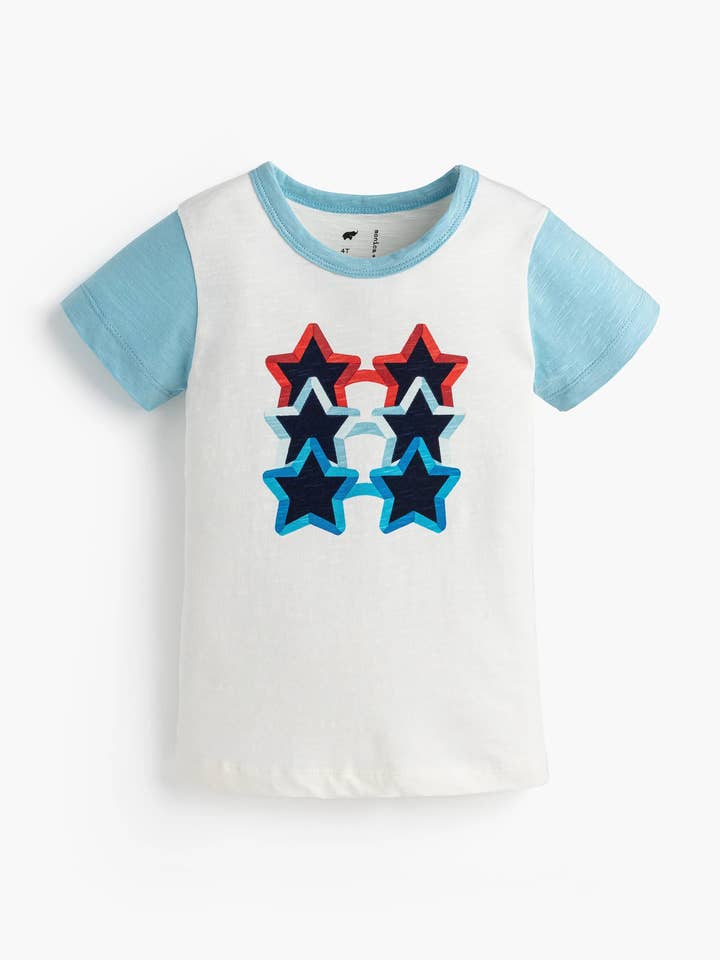 Monica + Andy - Wholesale Top & Short Set - Kids - Short Sleeve Tee + Pocket Short Set_Patriotic Sunglasses