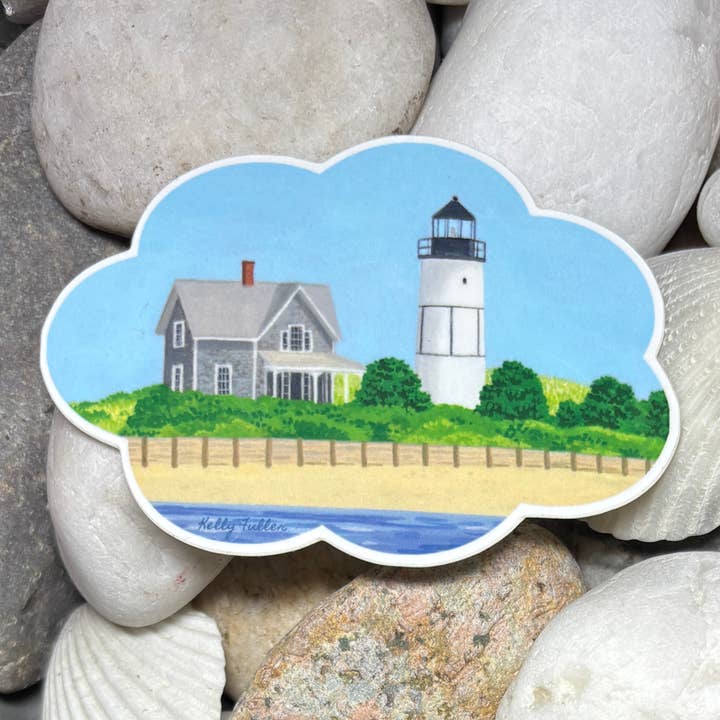 Sandy Neck Lighthouse Sticker for wholesale by Kelly Fuller