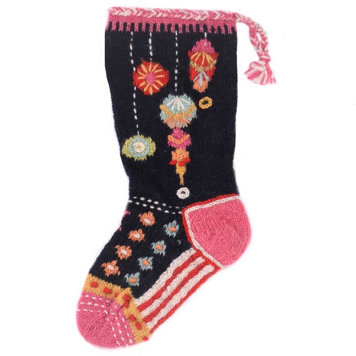 Ornaments Christmas Stocking – Embroidered Knit Design for wholesale by Lost Horizons Knitwear