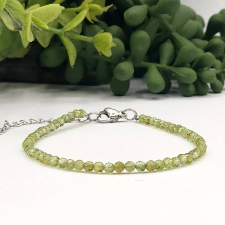 Peridot Bracelet Faceted 3MM w/Silver Color Clasp for wholesale by Meraki Gemstones