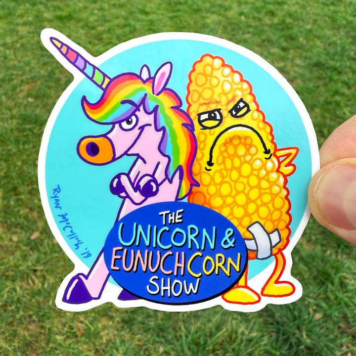 AUTOCOLLANT VINYLE : Le Spectacle de la Licorne & du Corn Eunuch pour la vente par Ryan McCulloch Art
