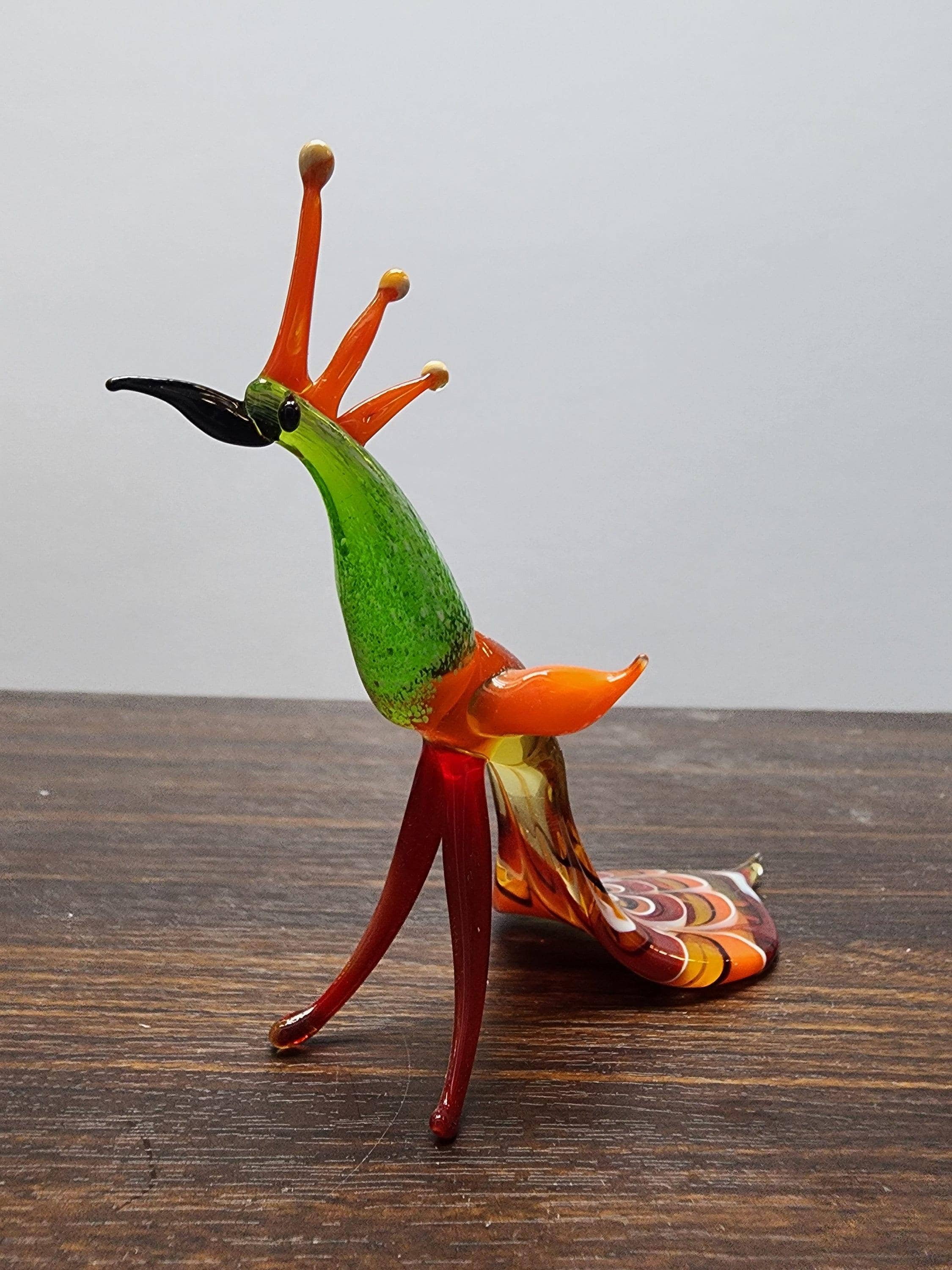 Glass by Iness - Wholesale Decorative Figurine - Naturally Colored Glass Figurine - Handcrafted - Peacock Design3