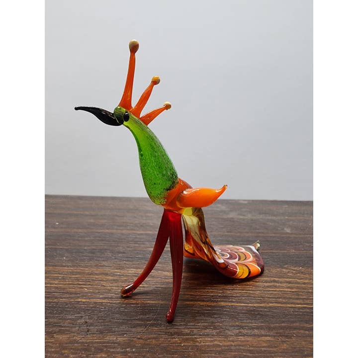 Glass by Iness - Wholesale Decorative Figurine - Naturally Colored Glass Figurine - Handcrafted - Peacock Design3