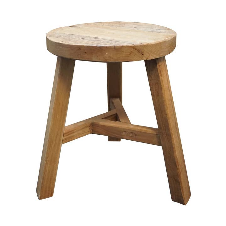 Recycled Elmwood Stool, Round, Tall 18.5 in for wholesale by NACH